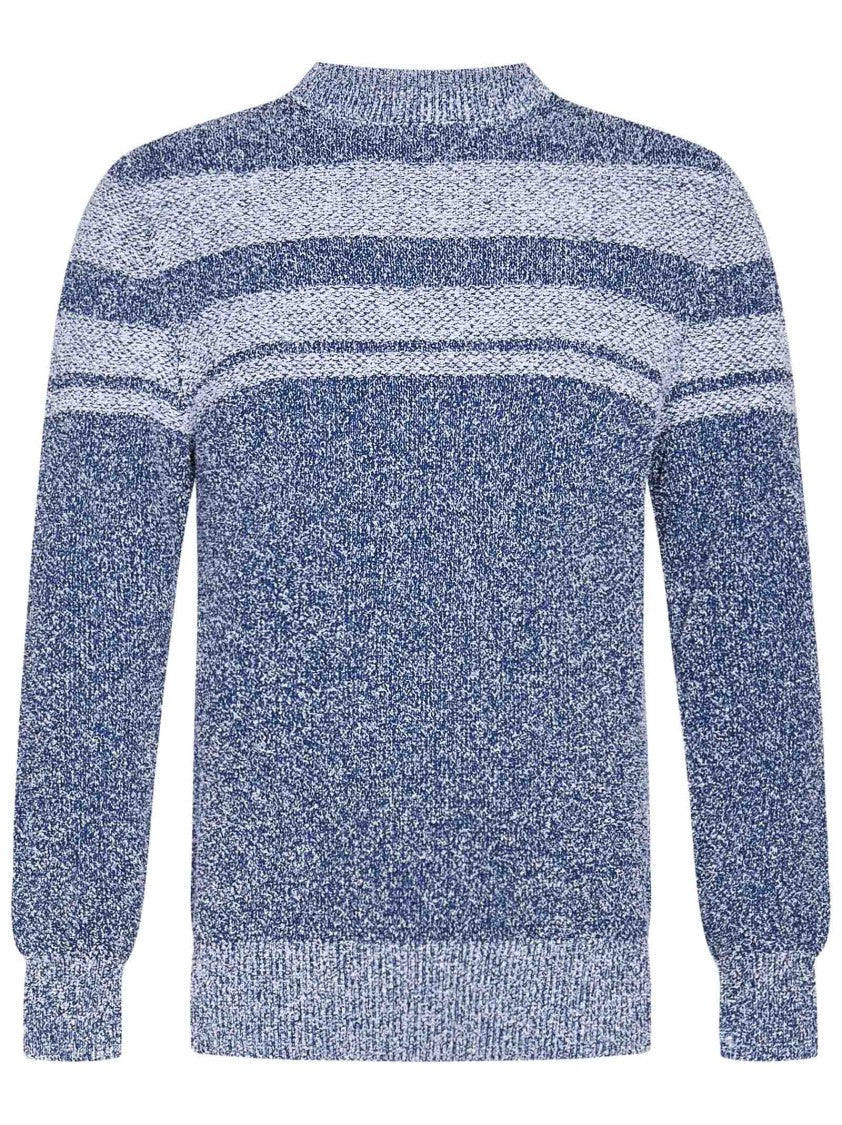 Malo Crewneck Sweater With Terry-Effect Melange Knit