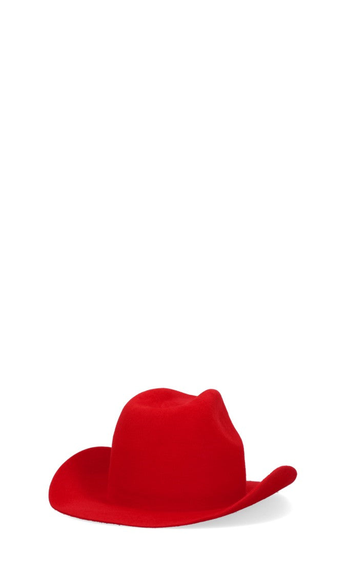 Ruslan Baginskiy Wide-Brimmed Red Hat With Wavy Brim Design