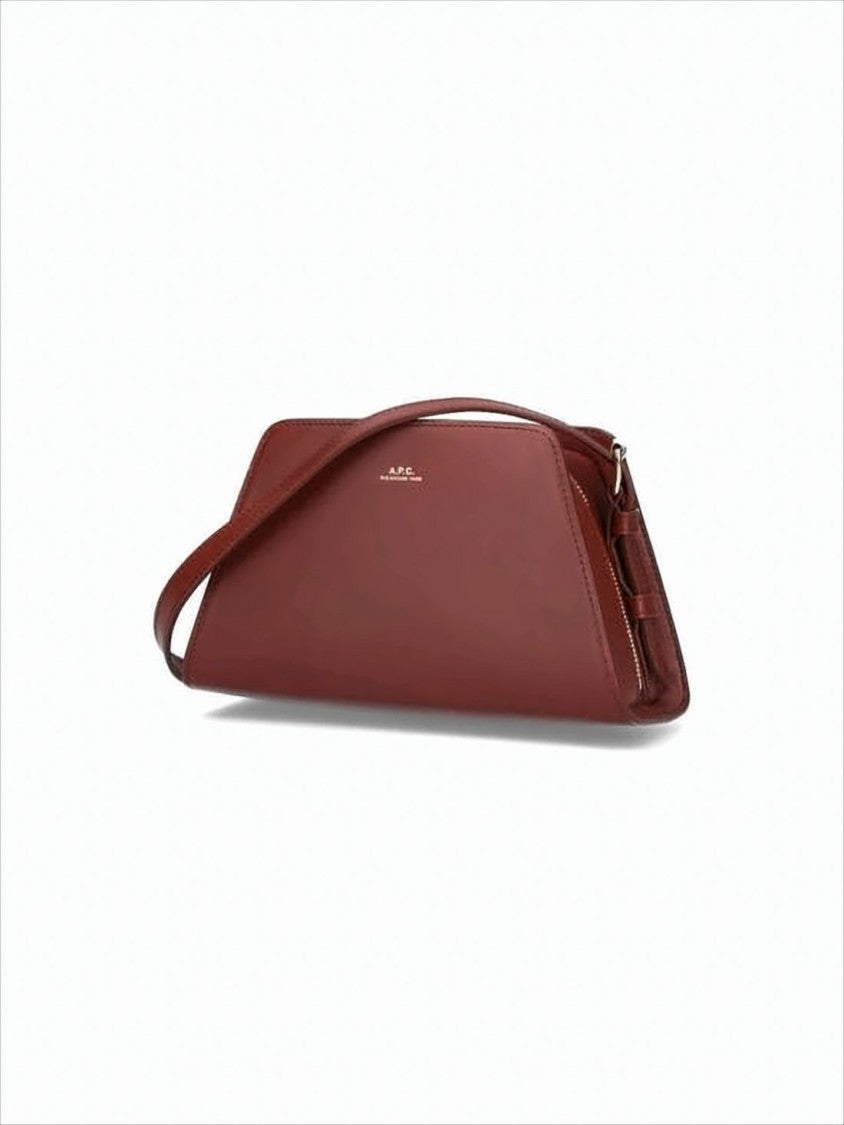 A.P.C. Structured Burgundy Calf Leather Crossbody Bag