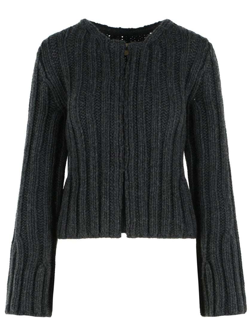 Khaite 'Janis' Dark Grey Cashmere Cardigan