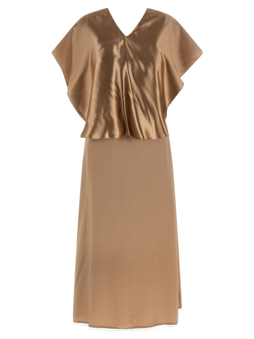 Fabiana Filippi Sweetheart Liquid Satin Dress With Cape