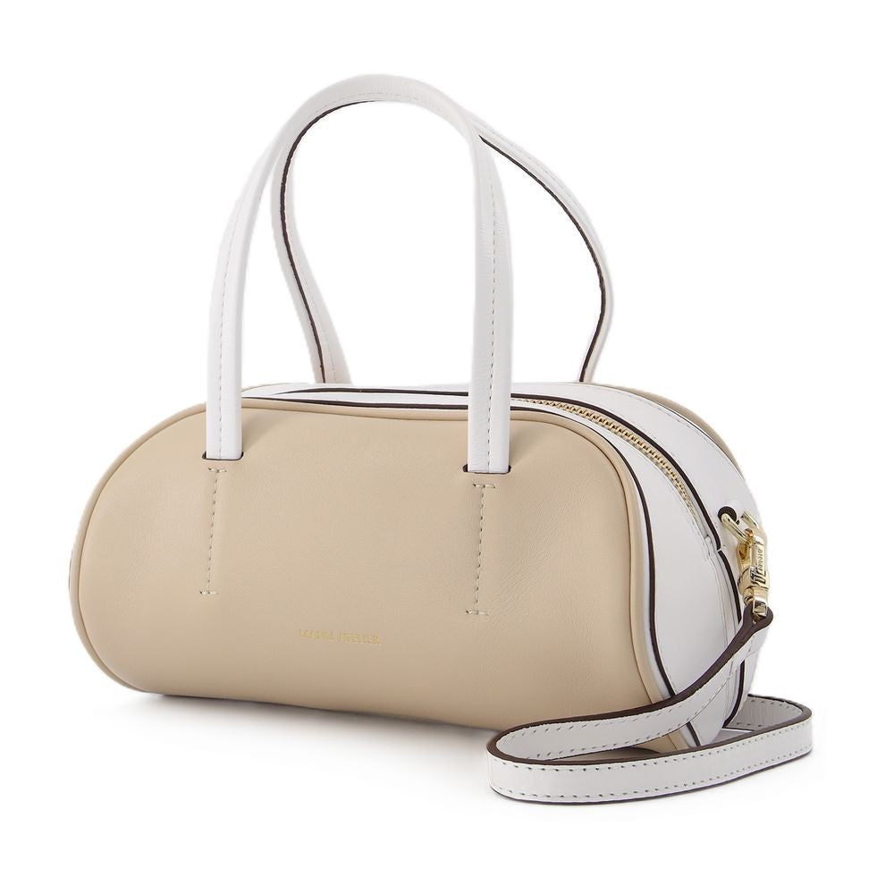 Manu Atelier Hourglass Bag In Ivory And White Leather