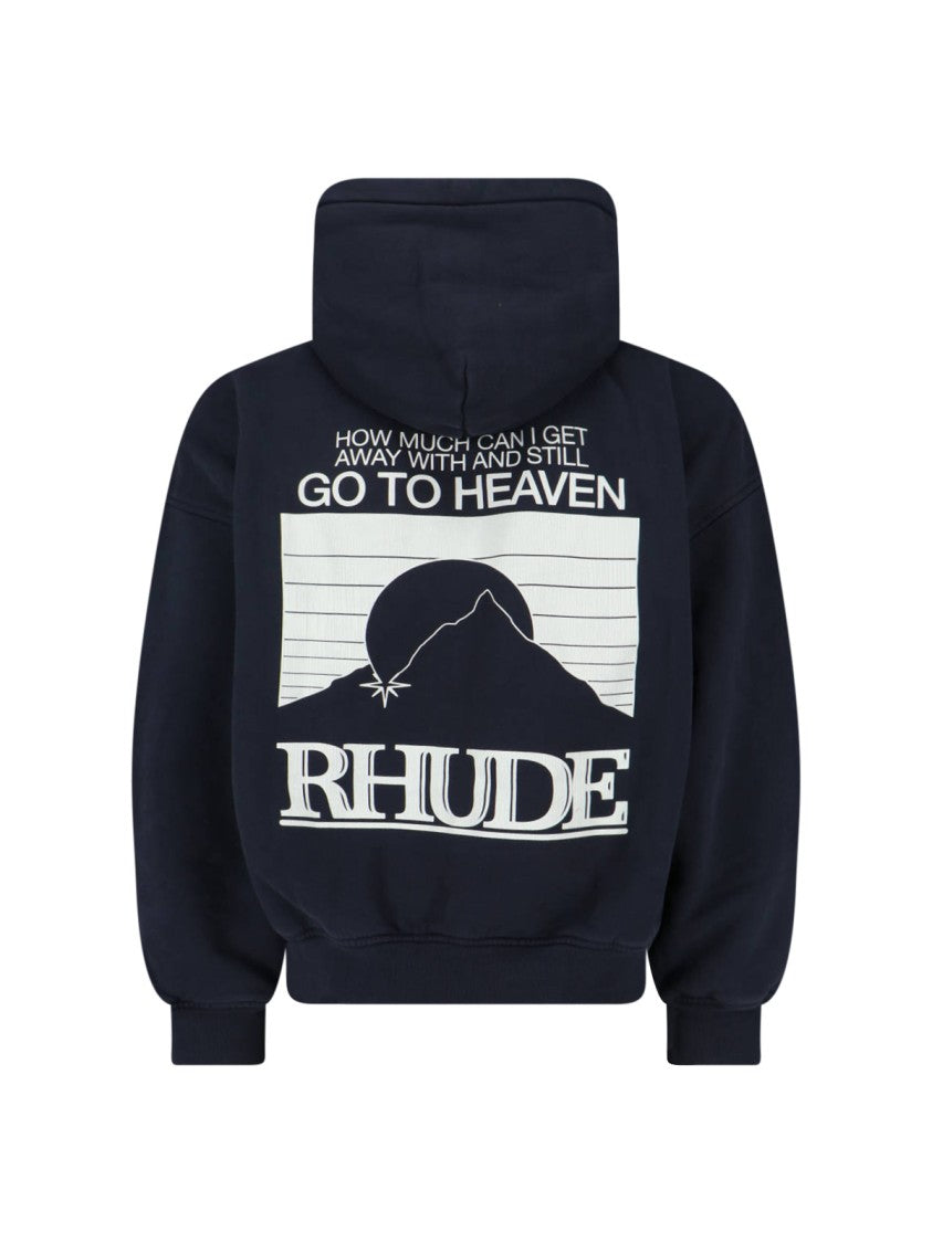 Rhude Minimalist Blue Hoodie With Ribbed Detailing