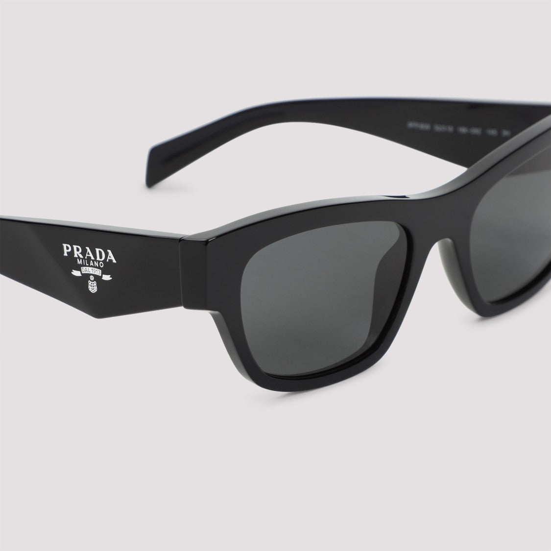 Prada Angular Black Acetate Sunglasses With Dark Lenses
