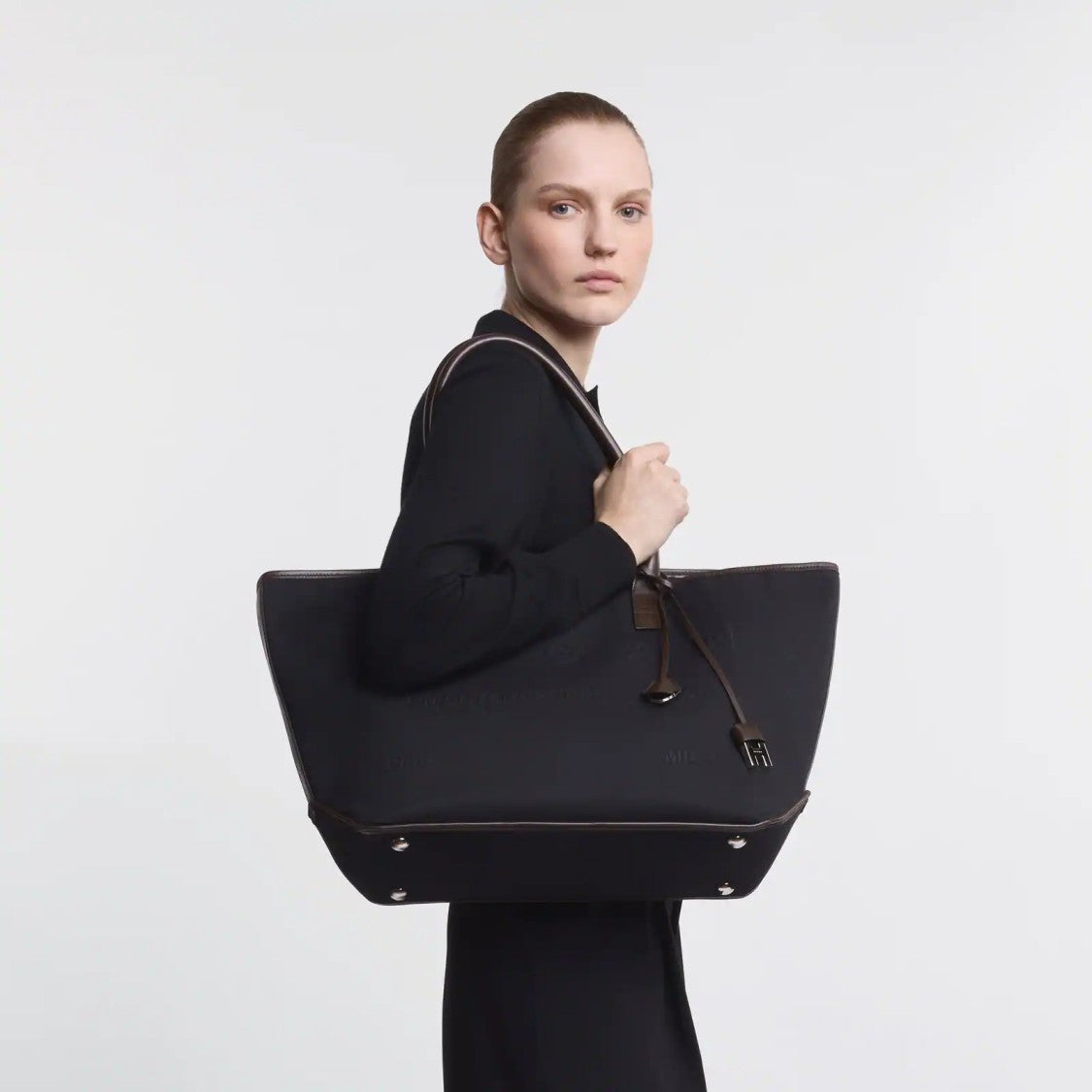 Hogan Trapezoidal Shopper Bag With Leather Accents