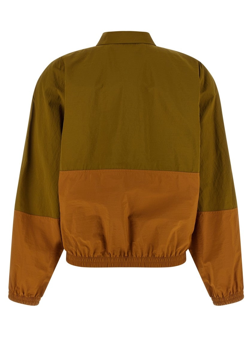Saint Laurent Two-Tone Color-Block Anorak With Lavallière Collar