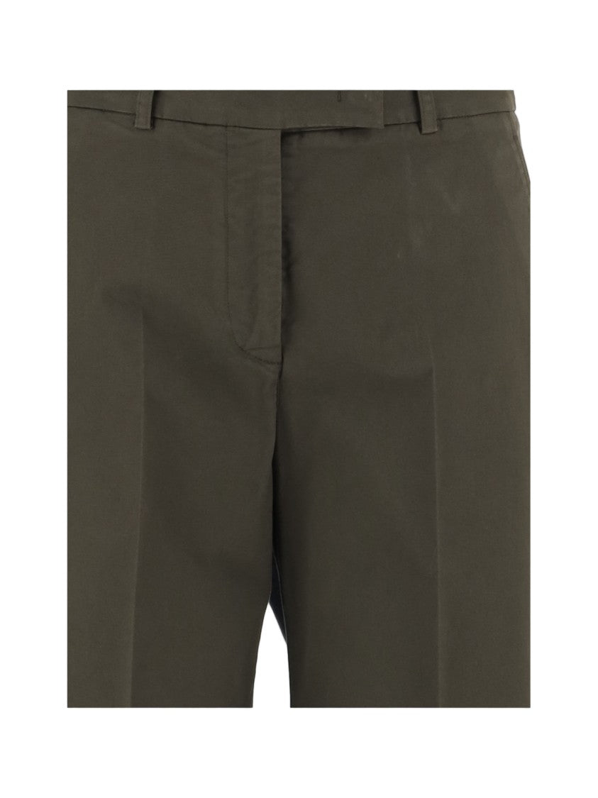 Ql2 Military Green Straight-Leg Stretch Cotton Pants