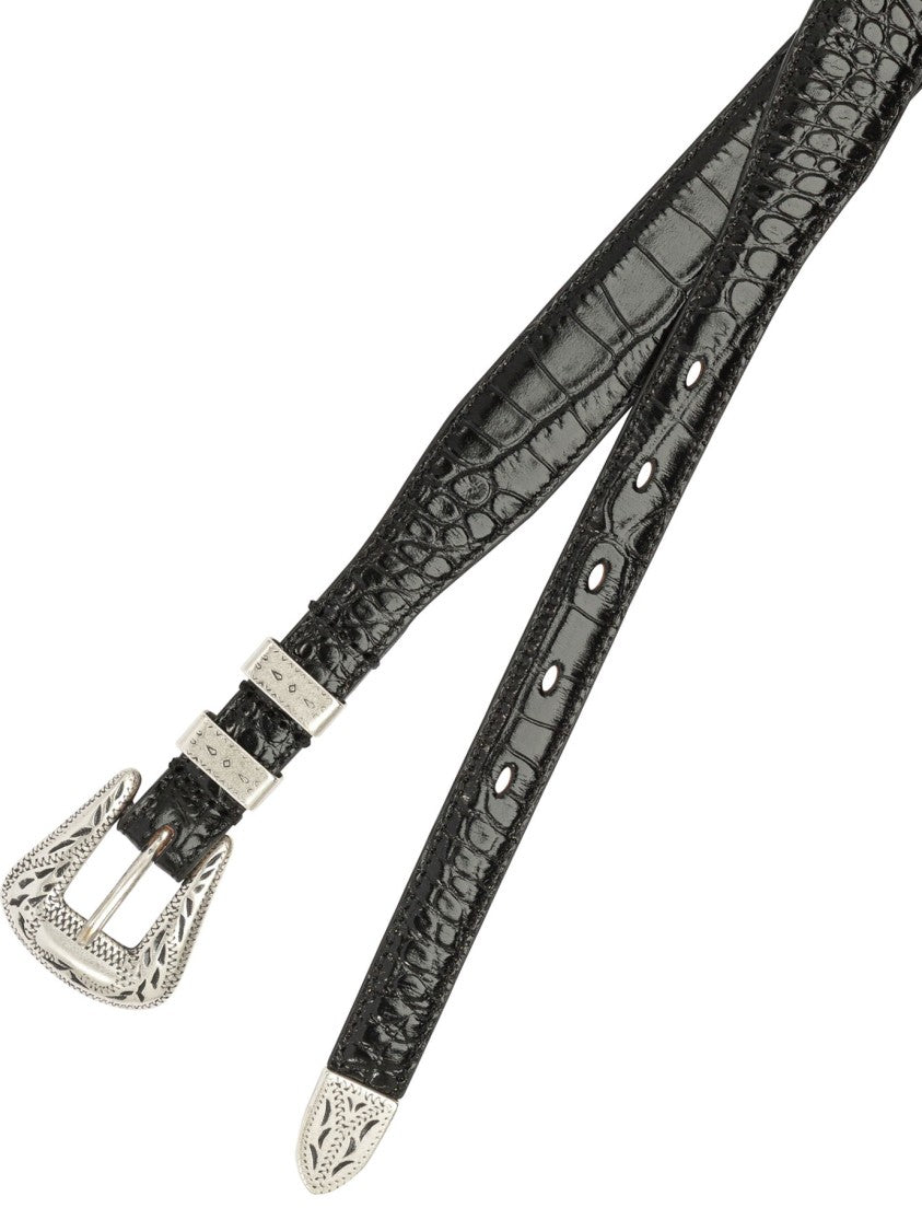 Adriano Meneghetti Textured Black Leather Belt