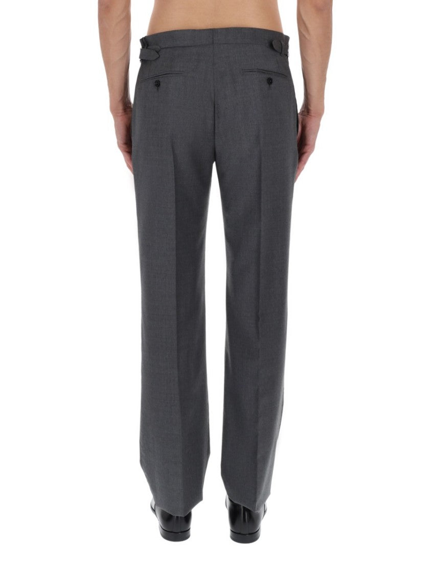 Dolce & Gabbana Neutrals Tailored Straight Leg Pleated Wool Pants