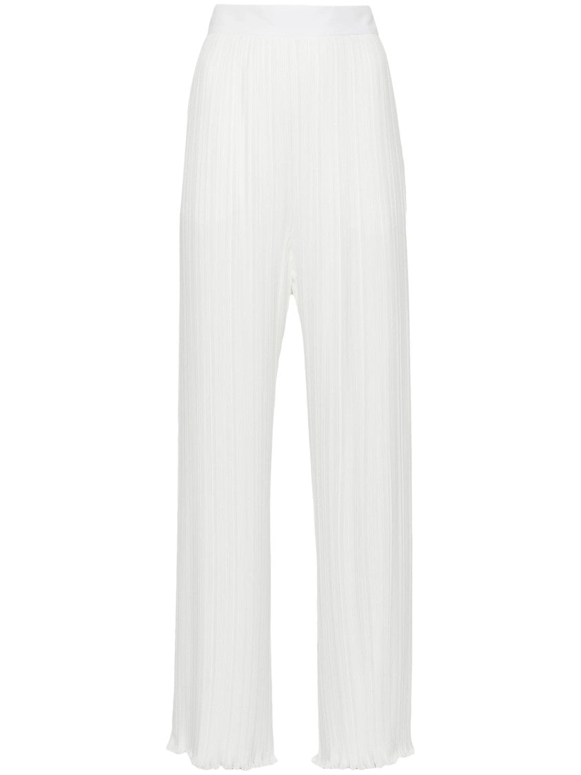 Lanvin Straight-Leg Trousers With Pleated Texture And Ruffled Hem