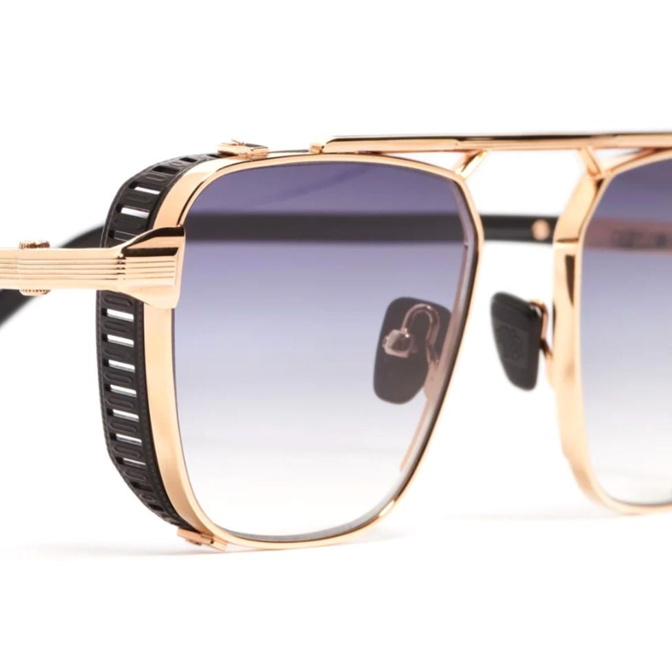 John Dalia Scotty Geometric Gold-Tone Sunglasses With Gradient Blue Lenses