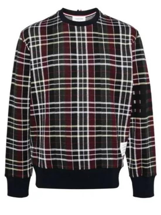 Thom Browne Plaid Pattern Knit Sweater With Distinctive Patch Detail