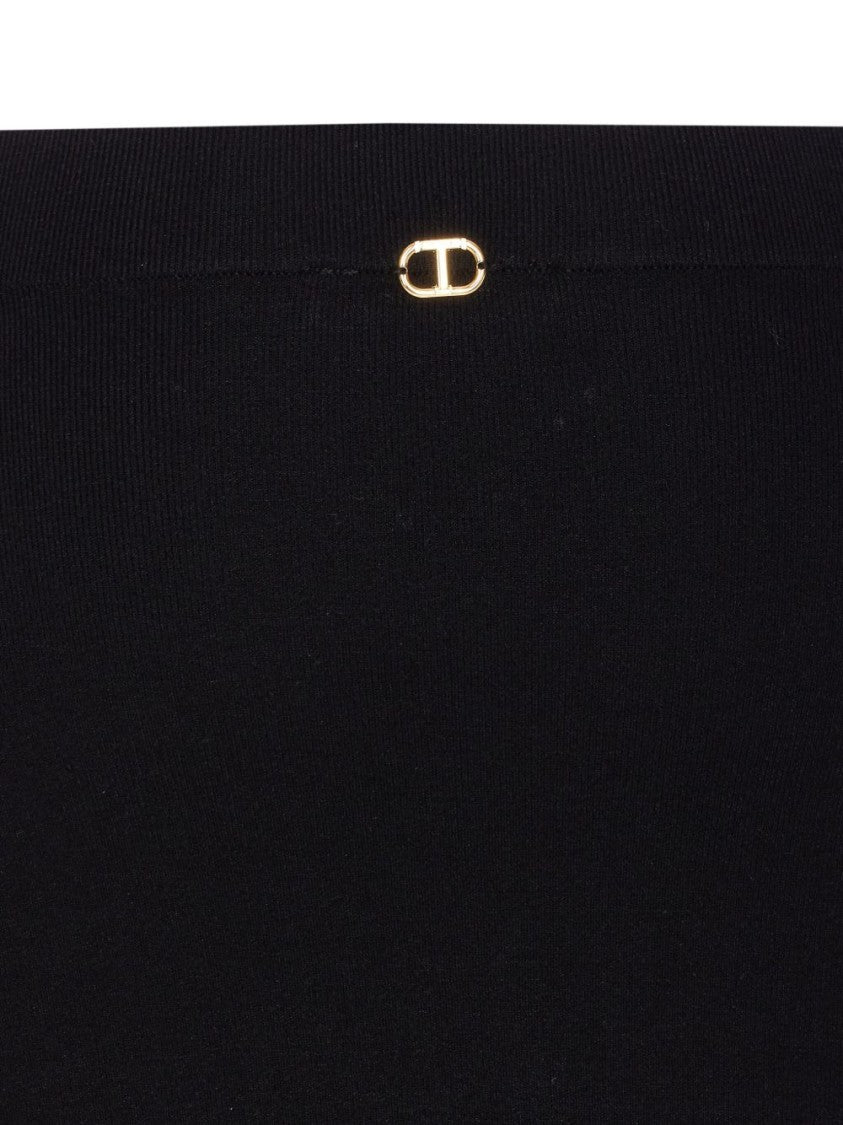 Twin-Set Straight Silhouette Skirt With Lace Trim