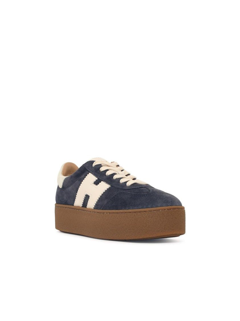 Hogan Suede Sneakers With Leather Insert And Platform Sole