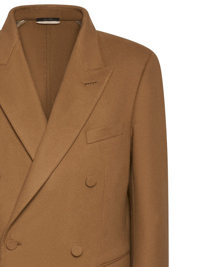 Tom Ford Double-Breasted Beige Wool-Cashmere Blend Coat