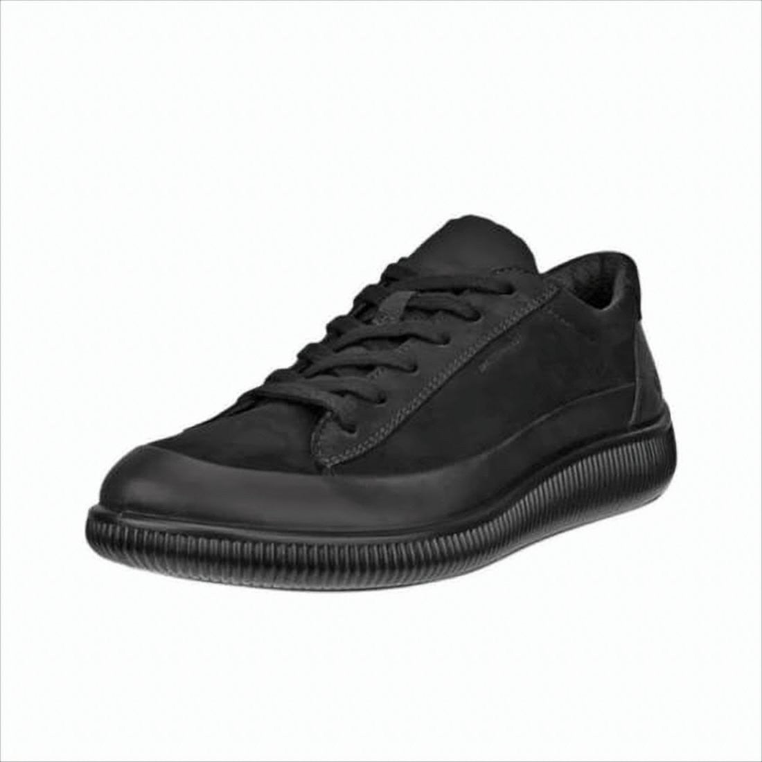 Ecco Minimalist Black Cowhide Leather Sneakers