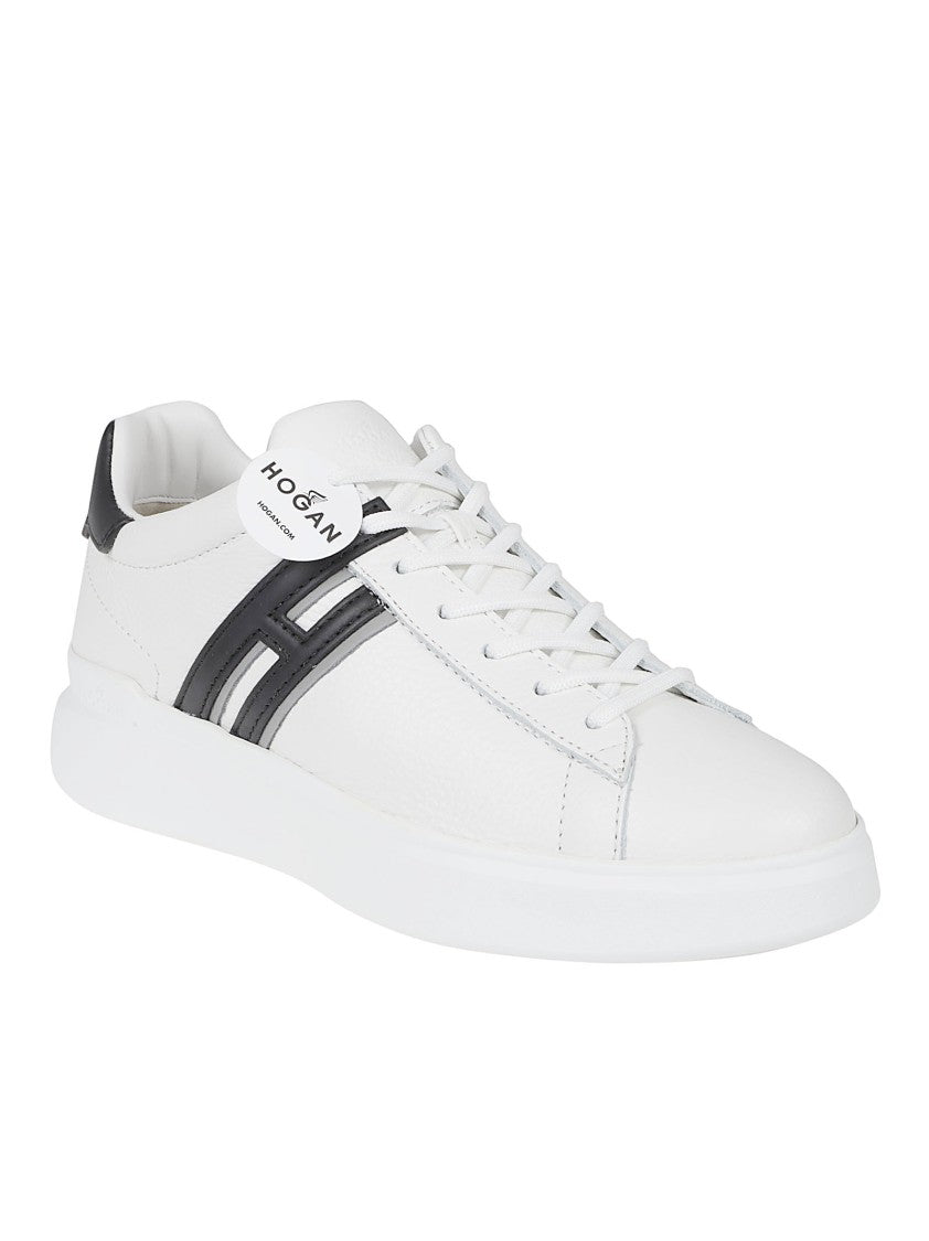 Hogan Calfskin White Sneakers With Black Accents
