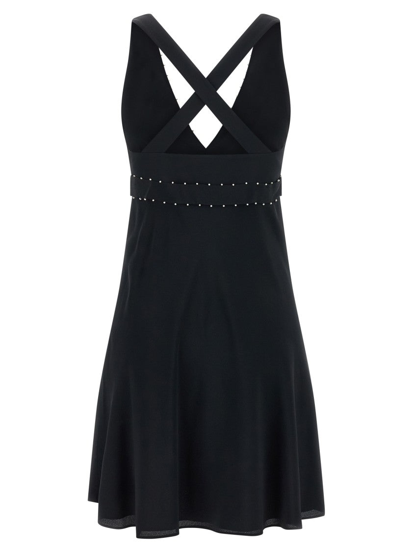 Giovanni Bedin Silk Blend Mini Dress With Pearl Appliqué