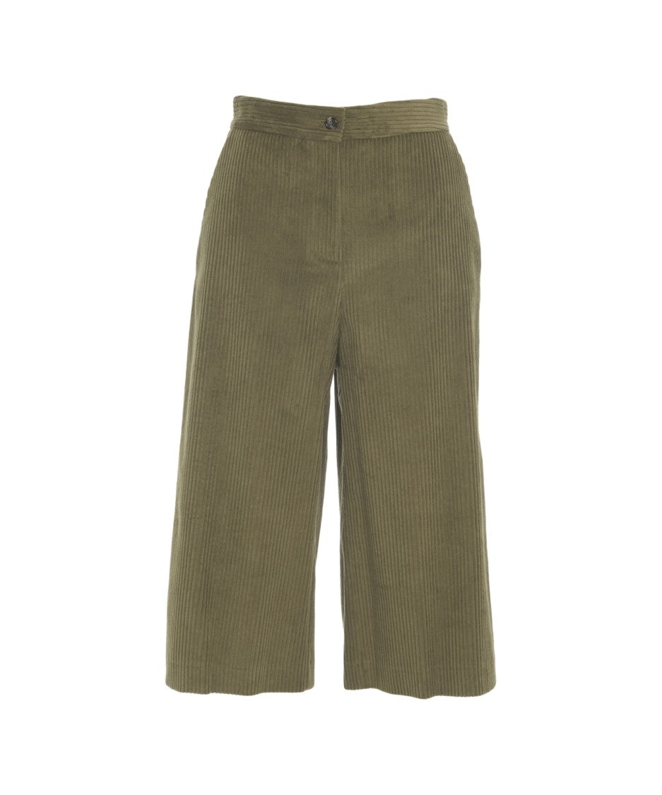 Ottod'ame High-Waisted Cropped Culottes With Pressed Pleats