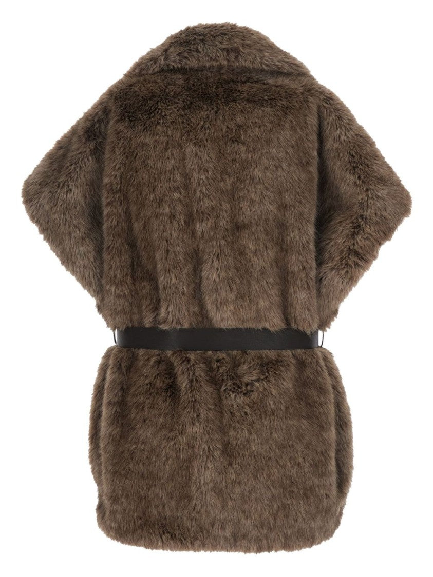 Parosh Brown Faux Fur Vest
