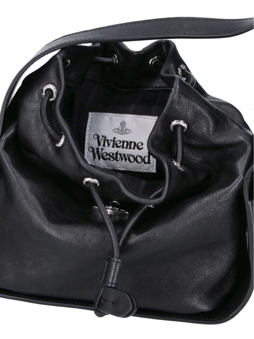 Vivienne Westwood Stacey Drawstring Orb Leather Bucket Bag