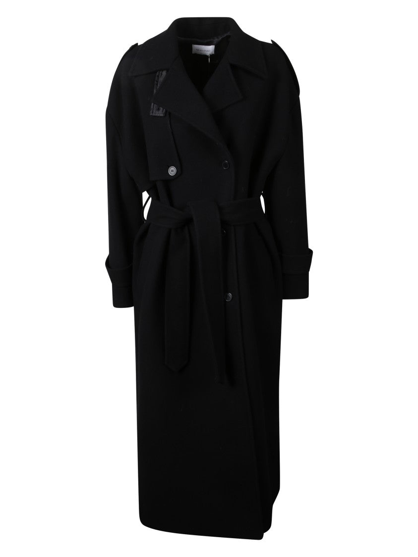 The Nina Studio Double-Breasted Belted Coat With Structured Silhouette