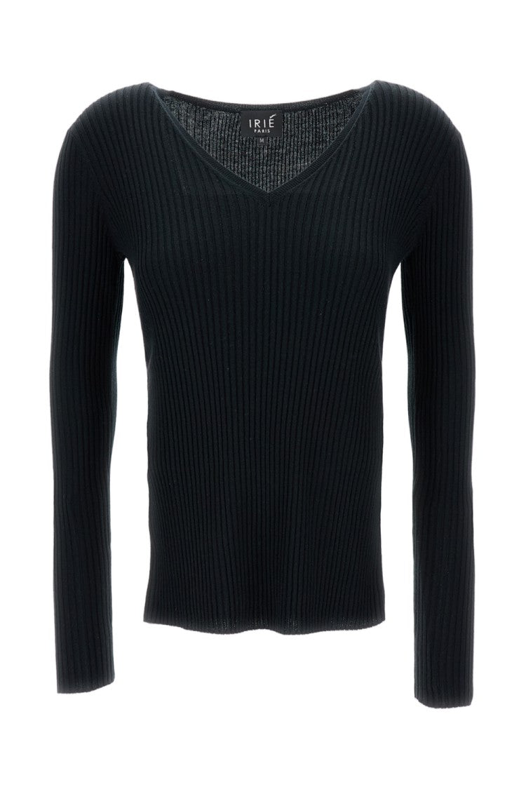 Irie' Classic Solid Black Sweater With Round Neckline