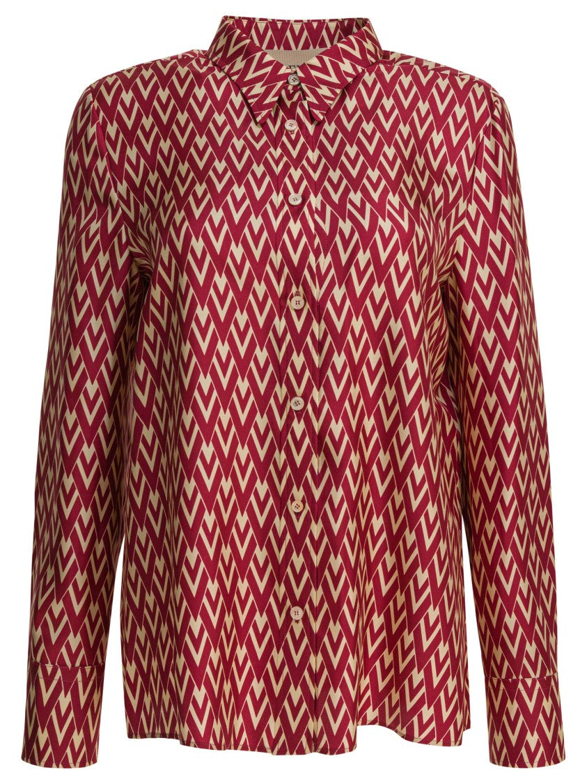 Valentino Geometric Silk Shirt With Classic Collar