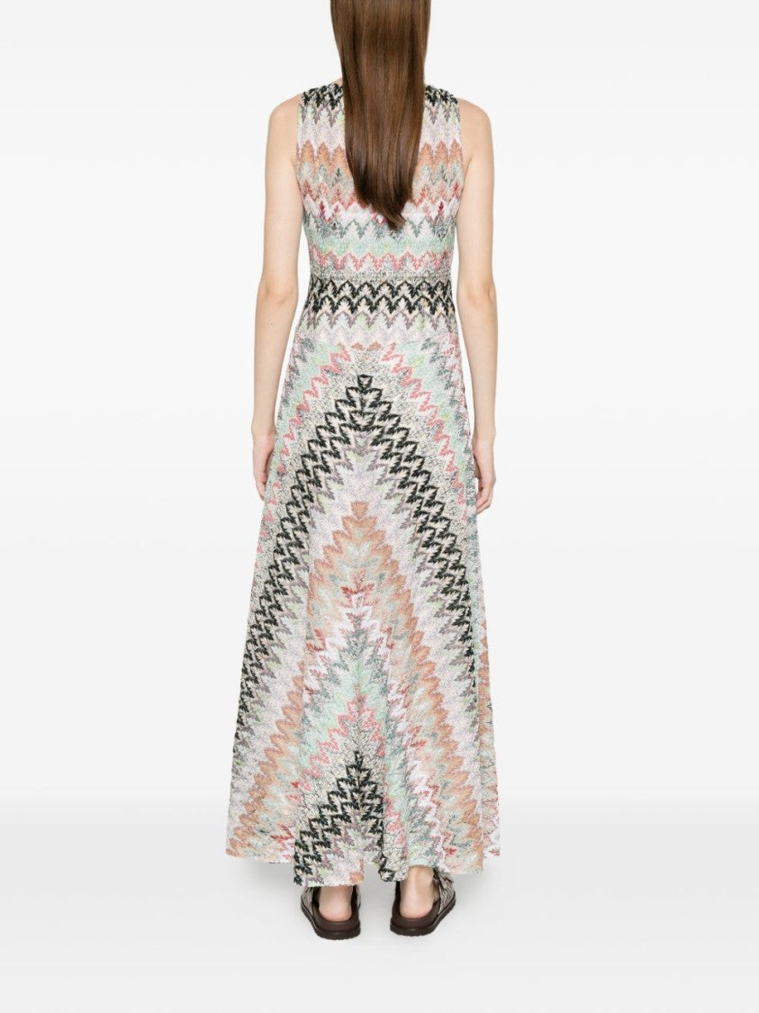 Missoni Zigzag Pattern Maxi Dress With Fitted Bodice