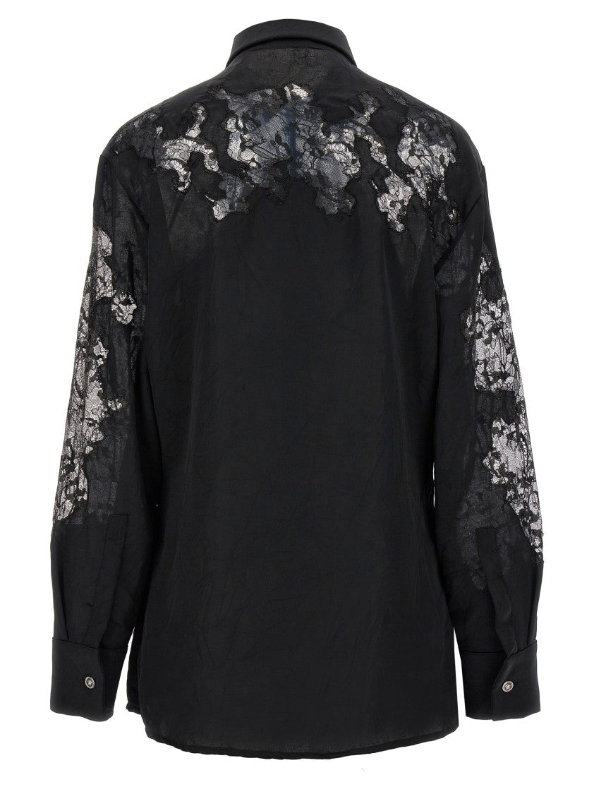 Versace Recycled-Effect Satin Shirt With Lace Inserts