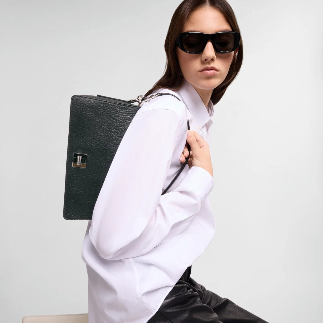 Hogan Textured Rectangular Structured Handbag