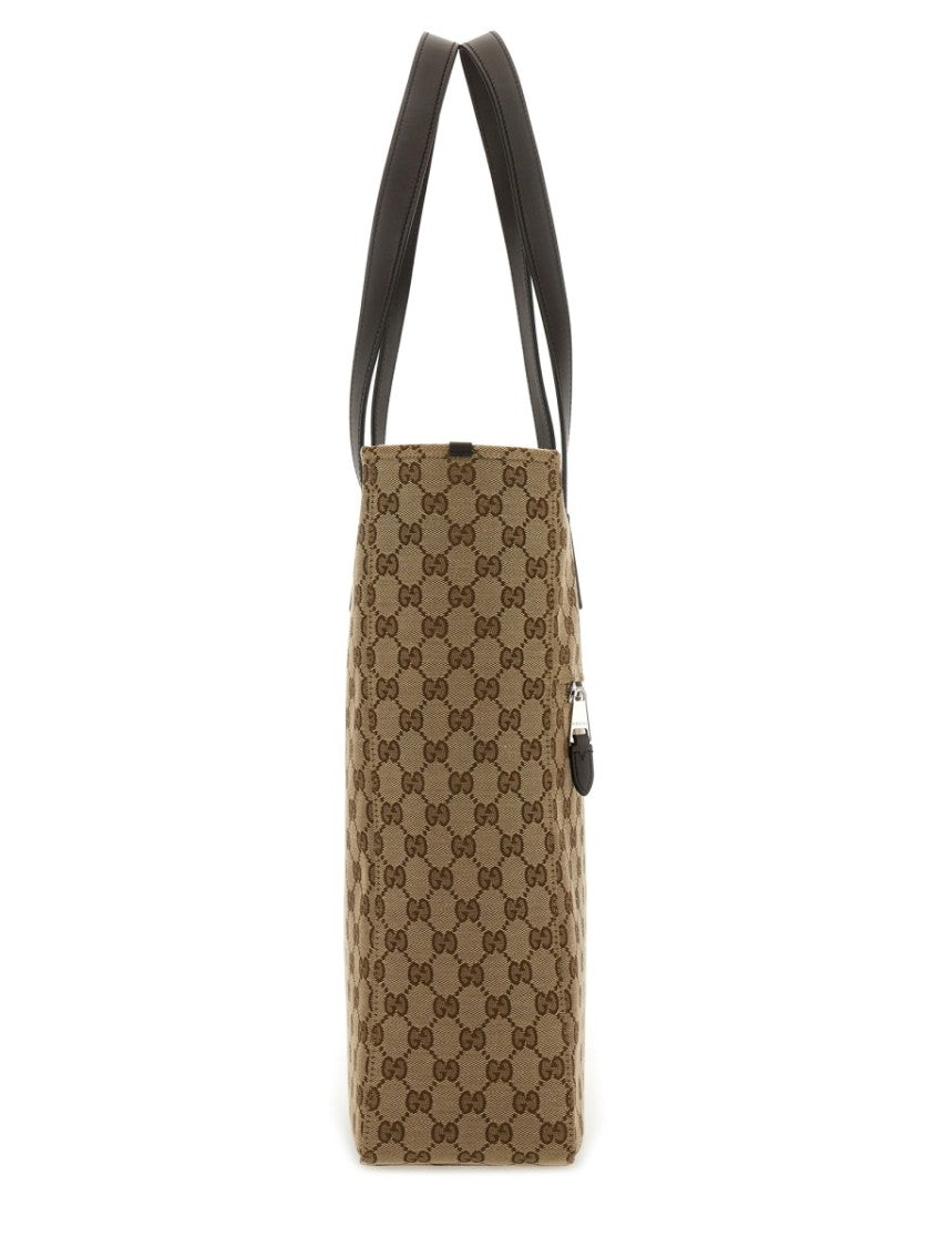 Gucci Medium Monogram Fabric Shopping Bag With Structured Silhouette
