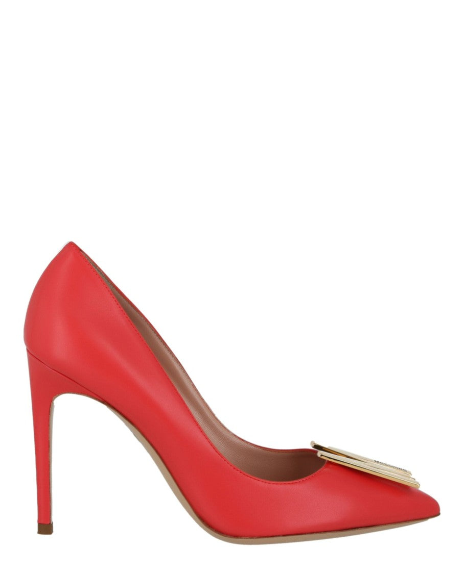 Moschino Gold-Tone Logo Pump