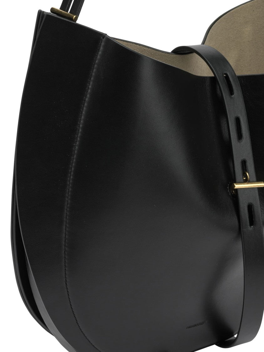 Minobossi Curved Silhouette Shoulder Bag With Gold-Tone Buckle