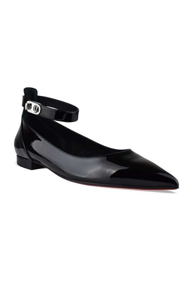 Christian Louboutin Pointed Toe Ballerinas With Ankle Strap