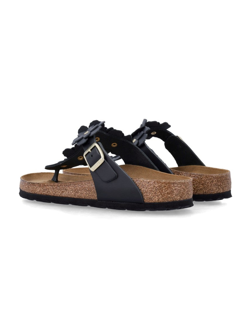 Birkenstock Gizeh Floral Applique Leather Sandals