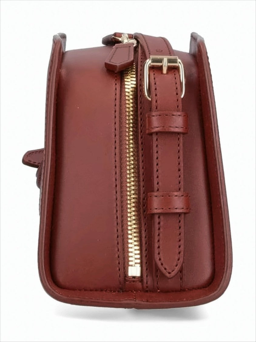 A.P.C. Structured Burgundy Calf Leather Crossbody Bag