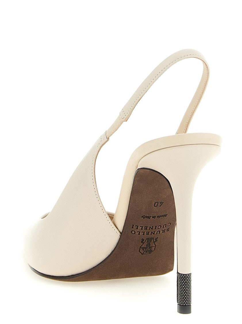 Brunello Cucinelli 'Monile' Leather Pointed Slingbacks