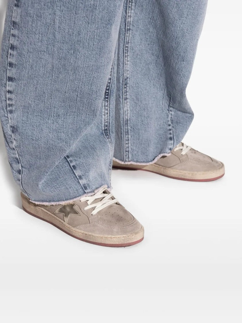 Golden Goose Light Beige Suede Sneakers With Star Detail