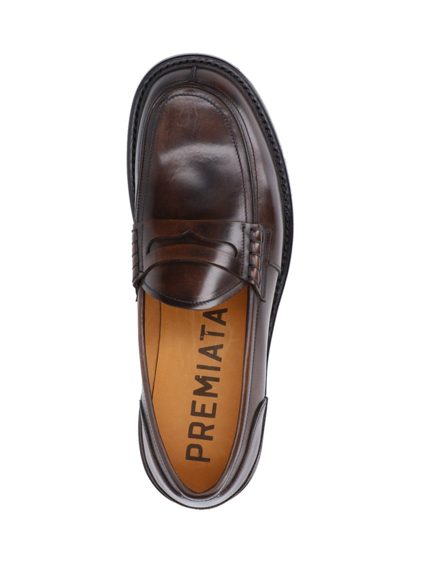 Premiata Polished Leather Loafers With Penny Strap Detail