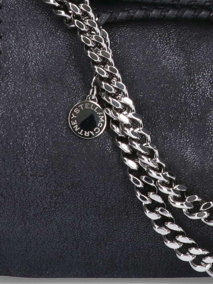 Stella Mccartney Textured Black Silver Chain Shoulder Bag