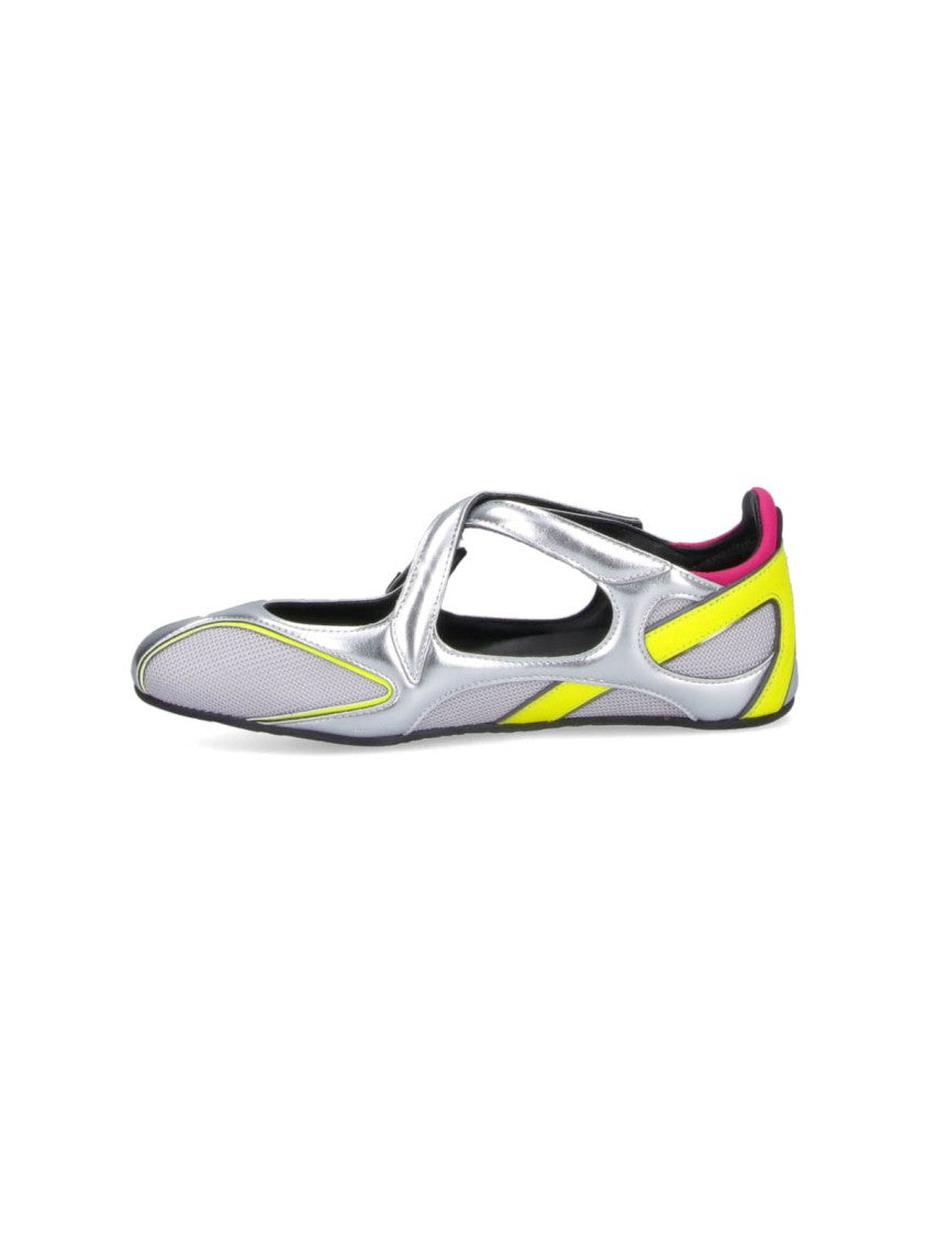 The Attico Futuristic Metallic Silver Flats With Neon Accents