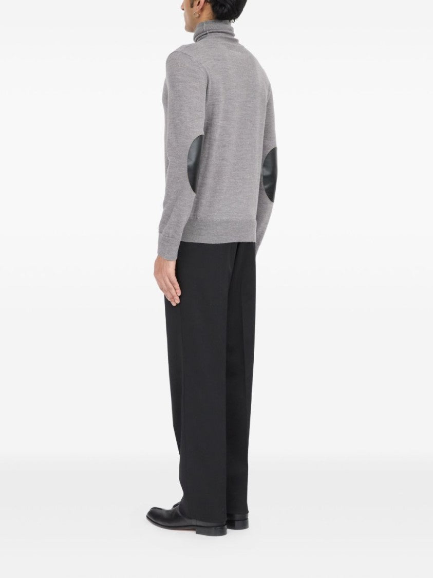 Mm6 By Maison Margiela Grey Turtleneck Sweater With Distinctive Elbow Patches