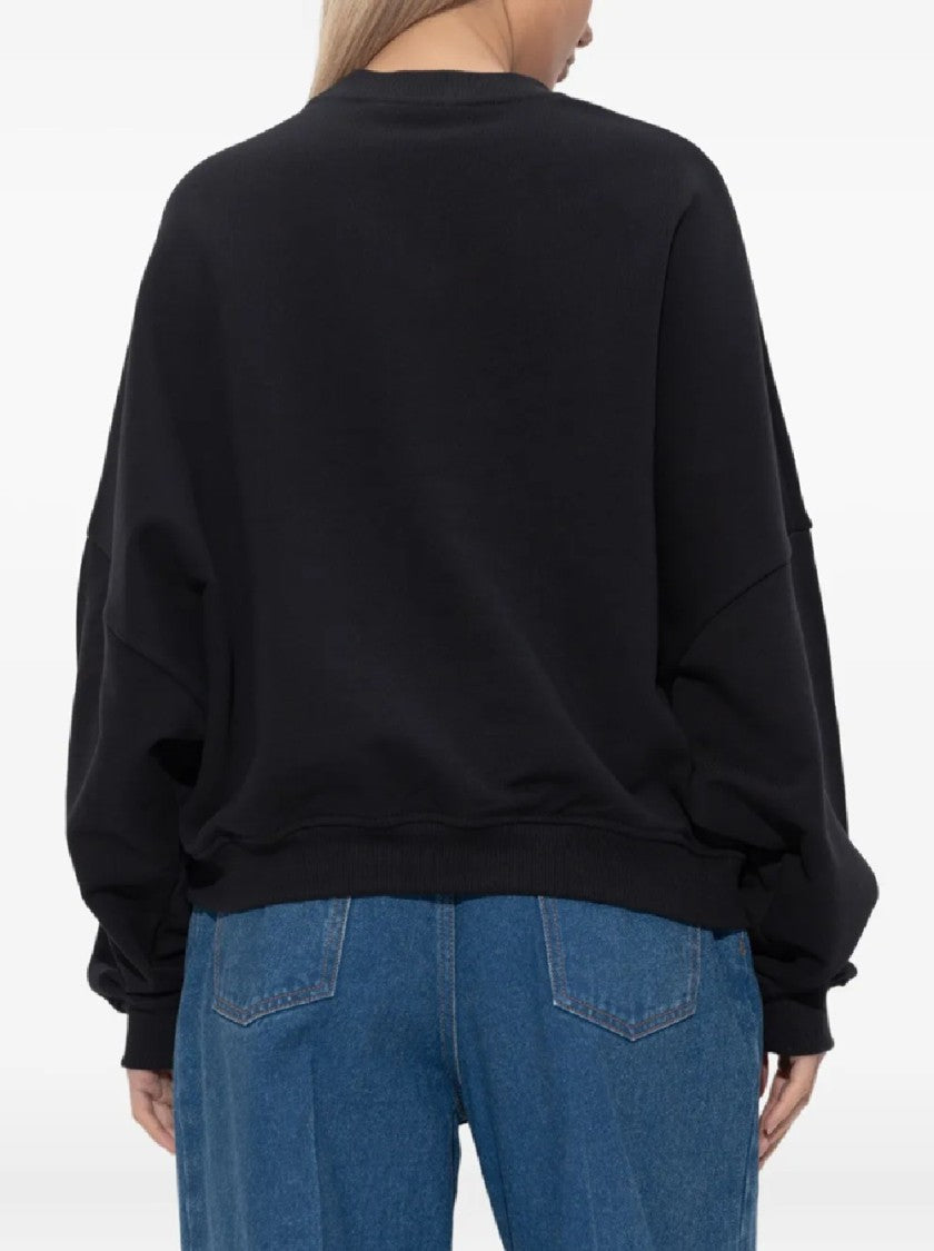 Marni Black Cotton Sweatshirt With Bold Textured Logo