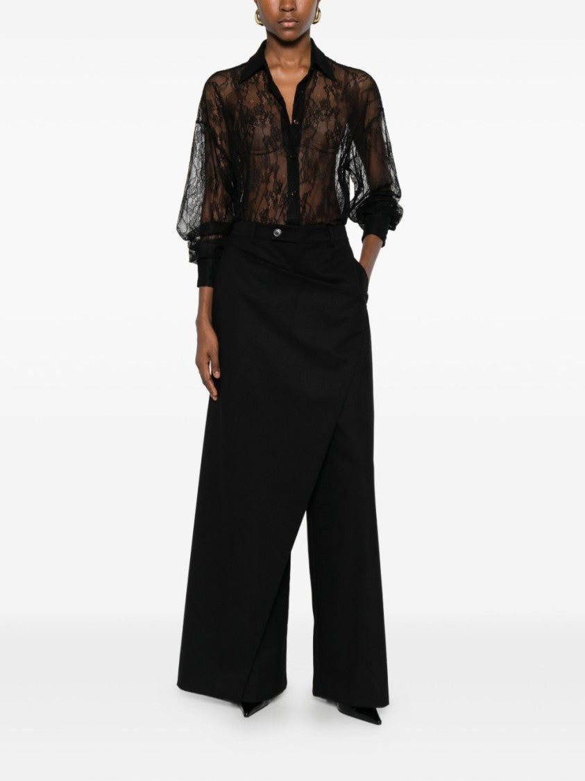 The Nina Studio Wrap-Effect Culottes With Asymmetrical Button Fastening And Welt Pockets