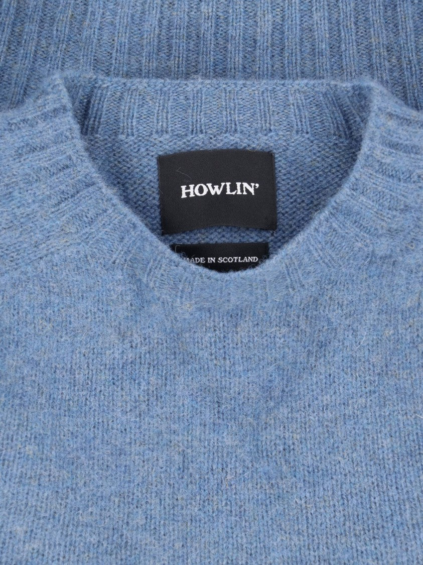 Howlin Light Blue Fine Wool Ribbed Crewneck Sweater