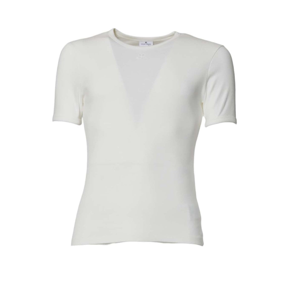 Courrèges White Cotton Signature Contrast T-Shirt