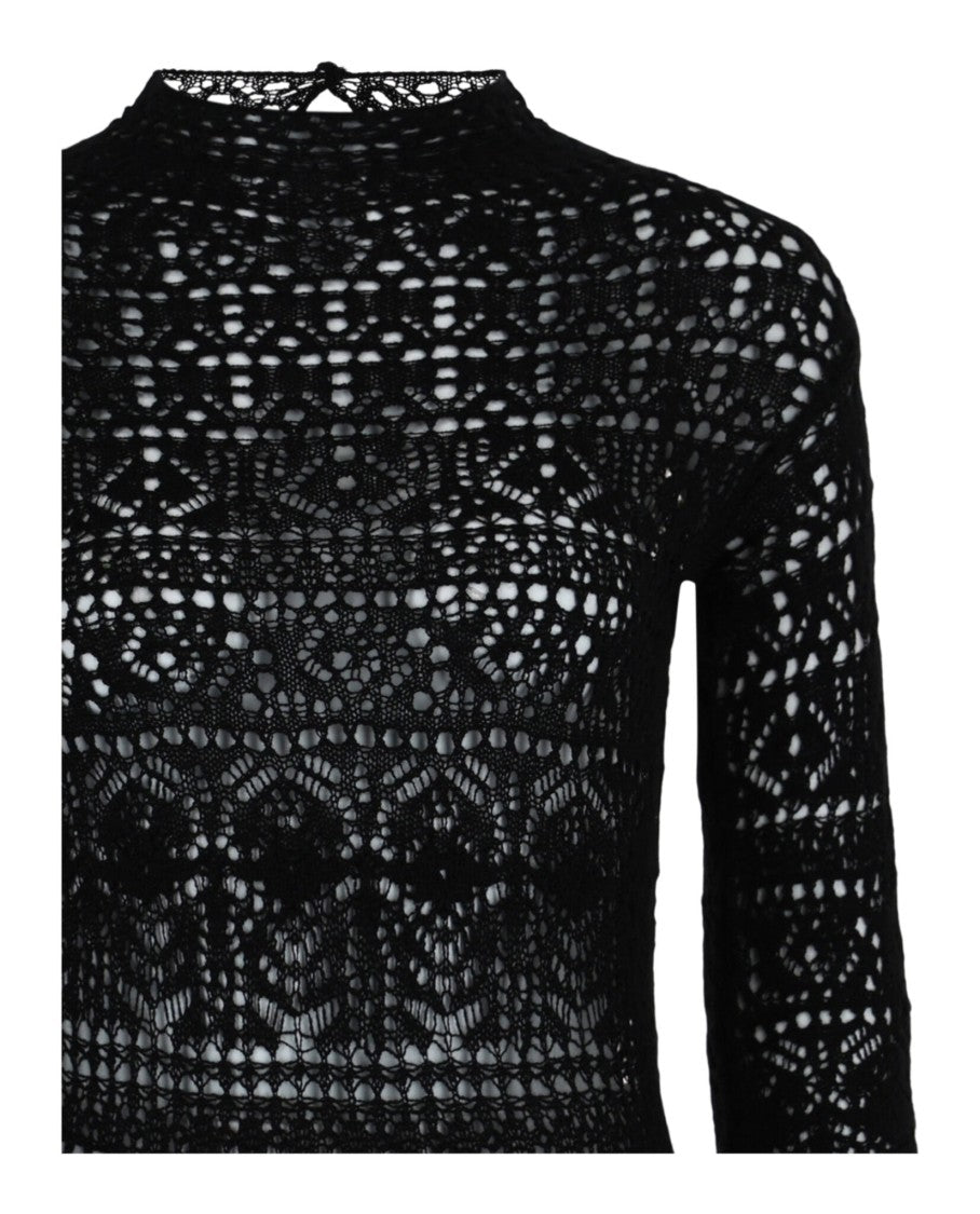 Ferragamo Guipure Lace Long-Sleeve Top