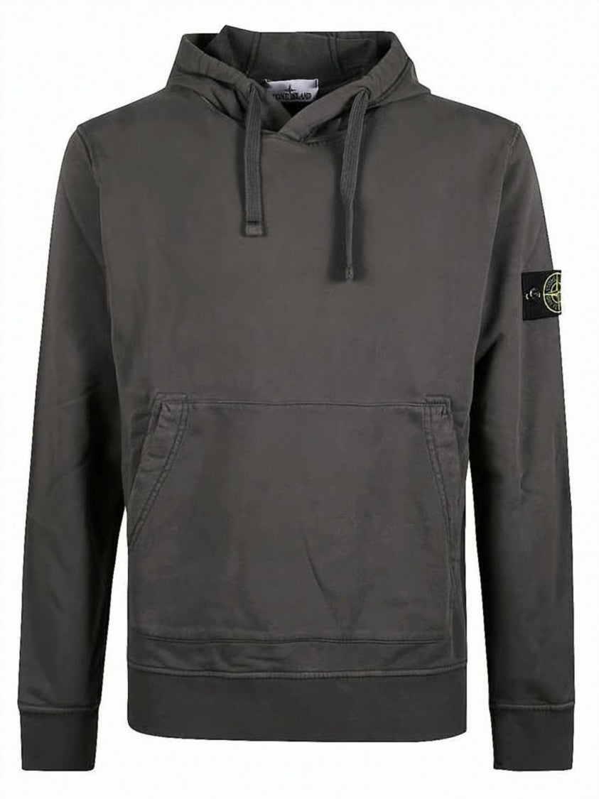 Stone Island Muted Dark Grey Stone Island Hoodie With Embroidered Patch