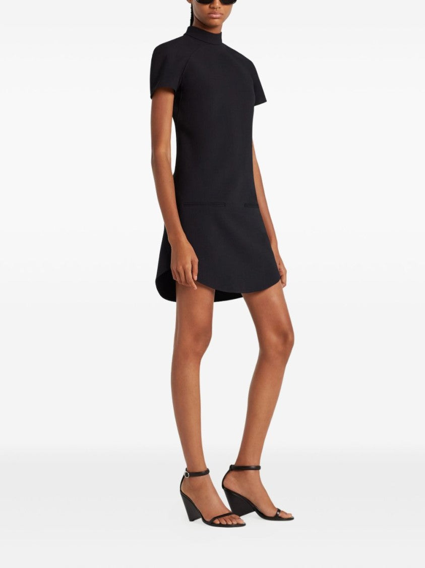 Courrèges Black Funnel Neck Curved Hem Dress